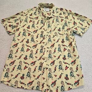 Kahuna Bay Hula Girl Print Aloha Hawaiian Shirt Men's Size L